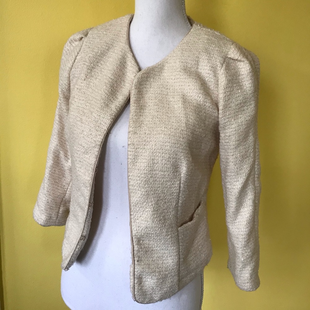 XS White tweed jacket blazer